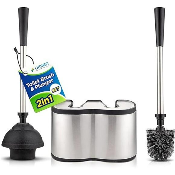 UMIEN Toilet Brush and Plunger Set Stainless Steel Anti-Rust Long Handles 2025 - Picture 7 of 7